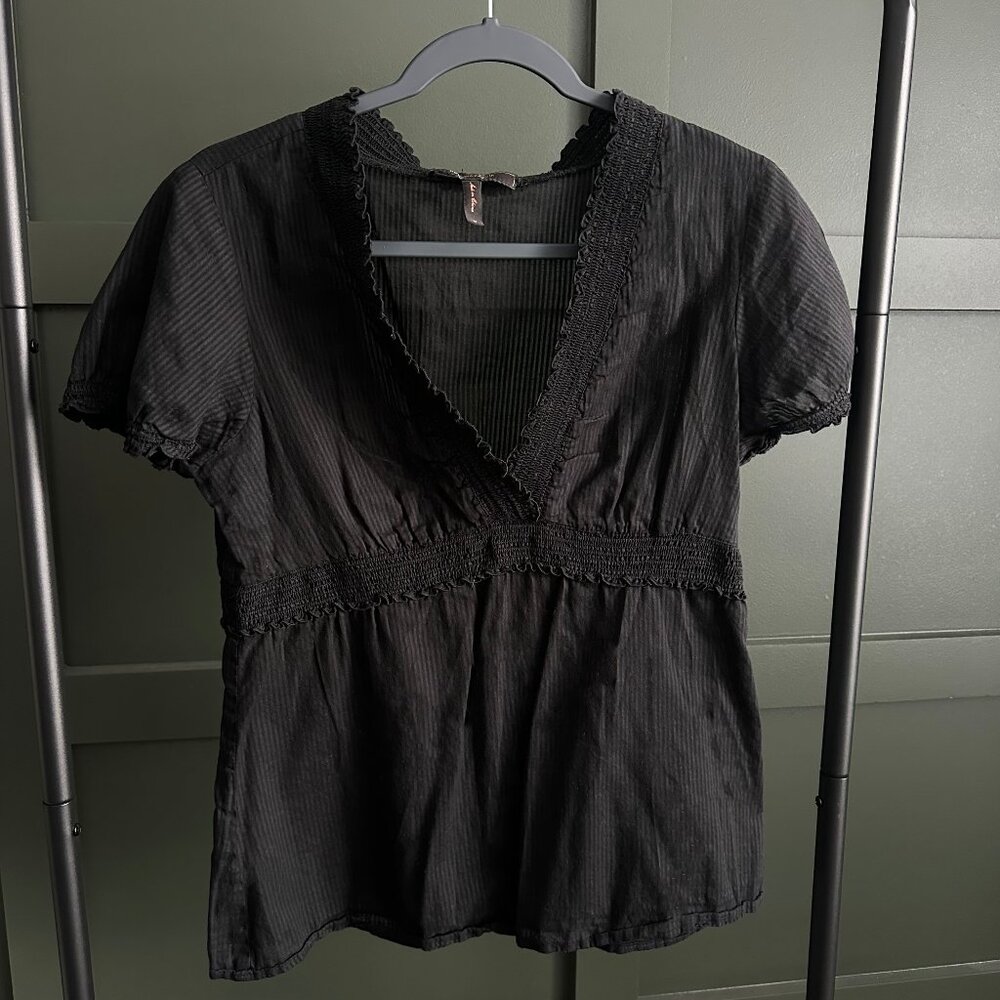 BCBG MaxAzria Babydoll Top Black with ruffles